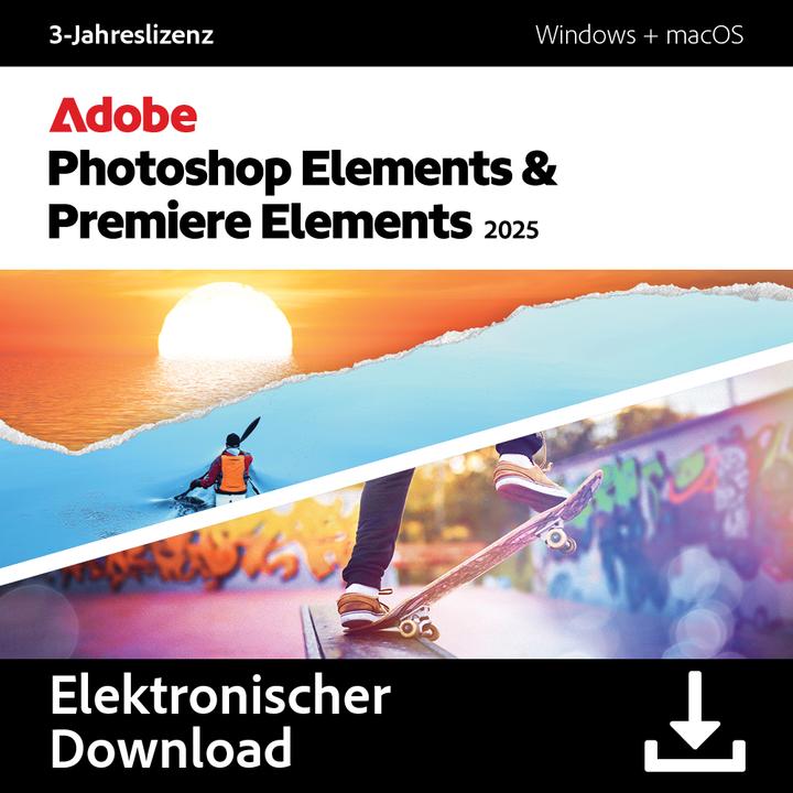 Adobe Photoshop & Premiere Elements 2025 (1 User, 1 Devices/Users, 36 months)