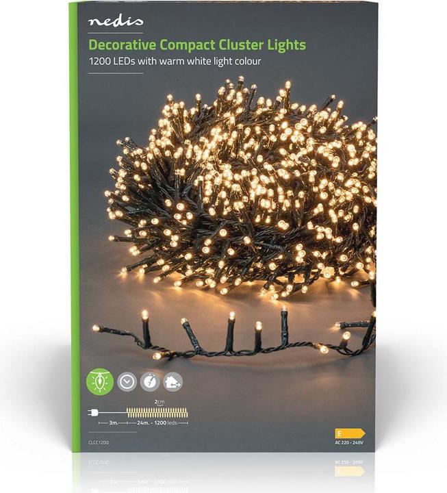Actual product image Nedis Decorative lights | Compact cluster | 1200 LED's Warm white | 24 m | Light effects: 7 | Indoor (24 m)