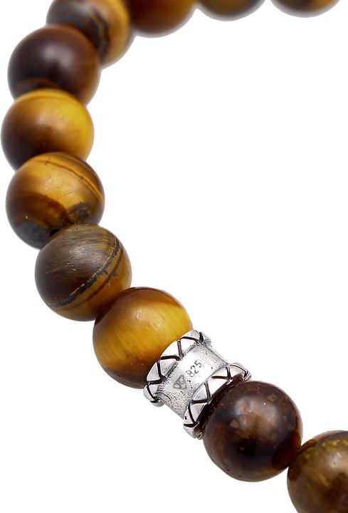 Immagine prodotto Kuzzoi Bracciale con pietre preziose, teschio (21 cm, Occhio di tigre, Plastico, Argento 925)