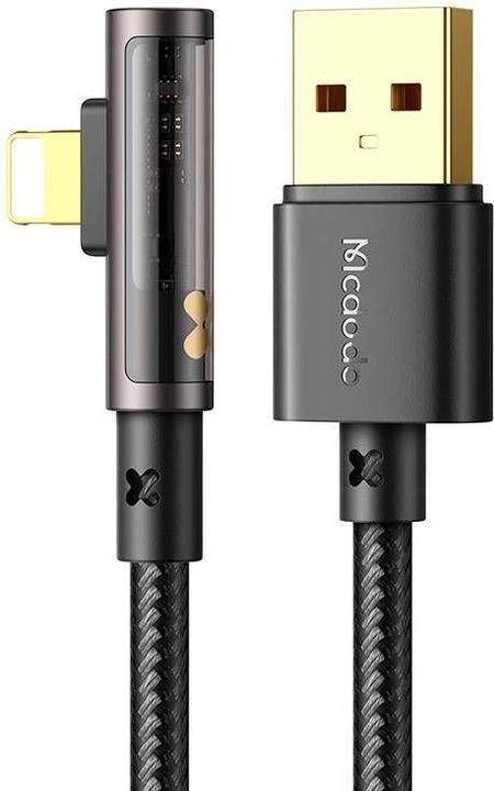 Actual product image Mcdodo CA-3511 USB to lightning prism 90 degree cable, 1.8m (black) (1.80 m, USB 3.2 Gen 1, 12 W)