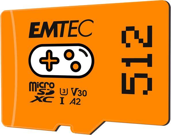 Emtec Carte MicroSD SDXC CL.10 UHS1 U3 V30 Gaming (512 Go, microSDXC, U3, UHS-I)