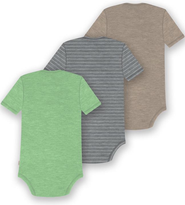 Actual product image Normani Set of 3 baby merino bodysuit short sleeves "Tauranga" - 9299 (86)