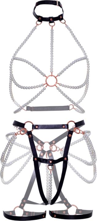 Produktbild Leg Avenue HalterHarnisch aus Kunstleder Schwarz/Weiss (L)