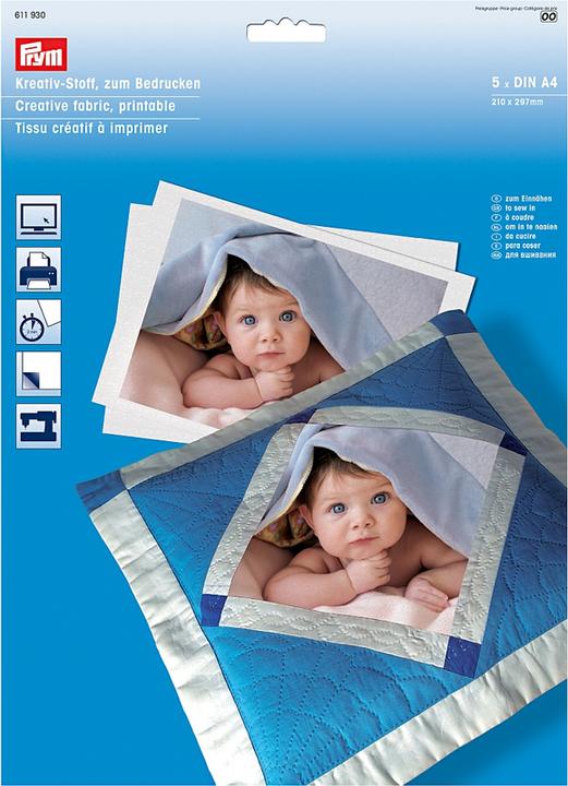 Image du produit Prym Tissu créatif à imprimer, blanc DIN A4 210 x 297 mm, 5 feuilles, 100 % CO