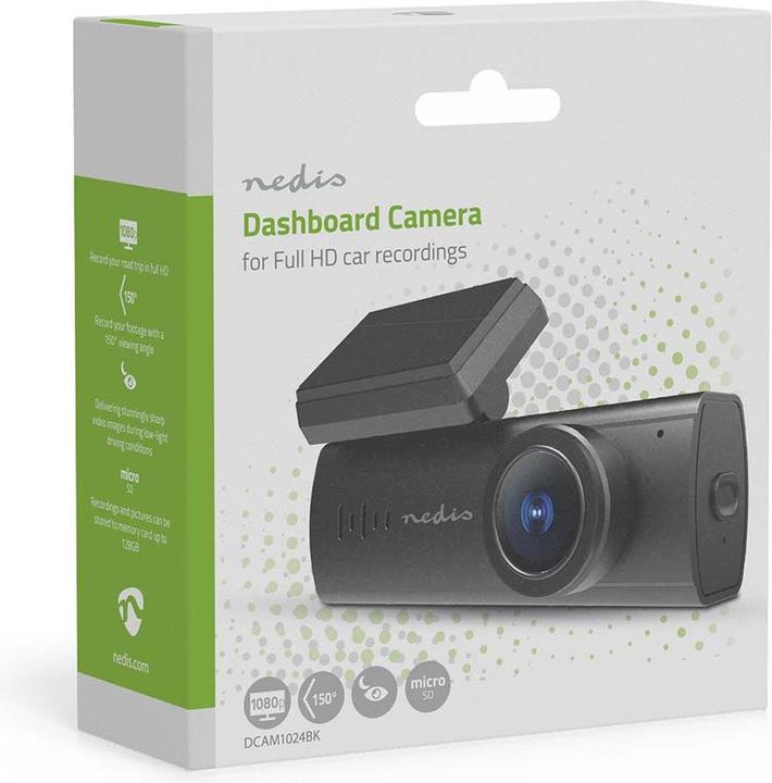 Image du produit Nedis Dash Cam - 1080p@30fps - 2 MPixel - LCD - Nachtsicht - Schwarz (WiFi, Vision nocturne, Microphone intégré, Full HD)