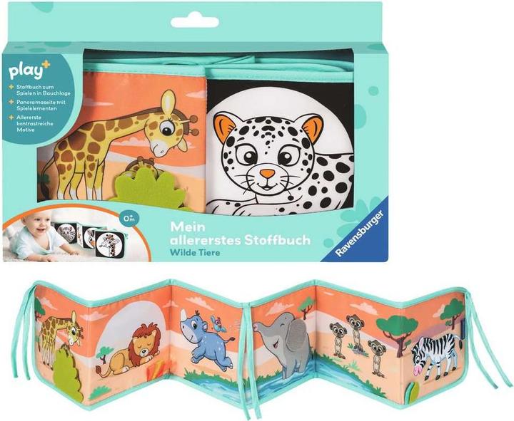 Produktbild Ravensburger 4856 play+ Mein allererstes Stoffbuch: Wilde Tiere, Leporello für die Bauchlage (Deutsch)