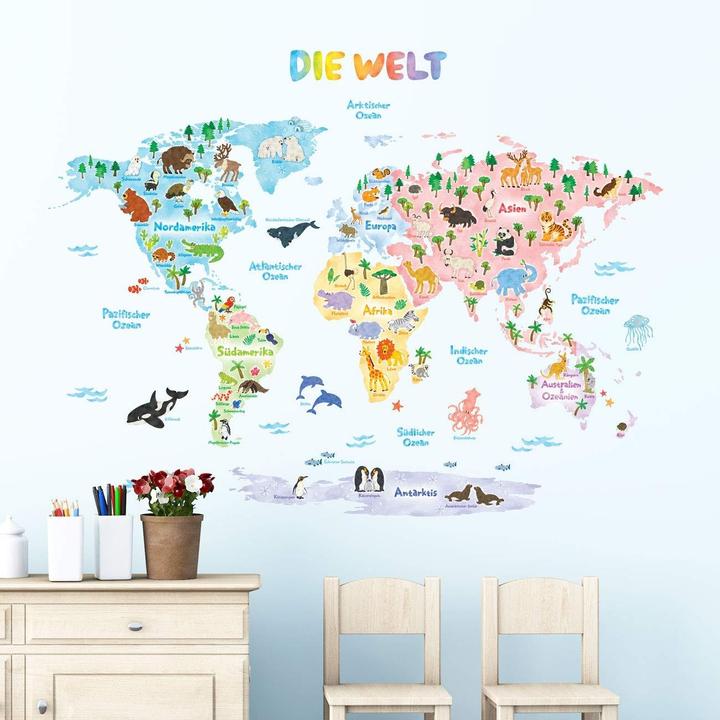 Actual product image Decowall Animal World Map (140 x 110 cm)
