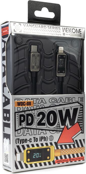 Immagine prodotto Wekome WDC-08 Vanguard-Serie – USB-C-zu-Lightning-Schnelllade-PD-Verbindungskabel 20 W 1 m (trüb) (1 m, 20 W)