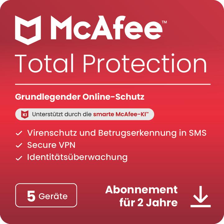 McAfee Total Protection - 5 Geräte (5 Utente, 5 Dispositivi/Utenti, 24 mesi)