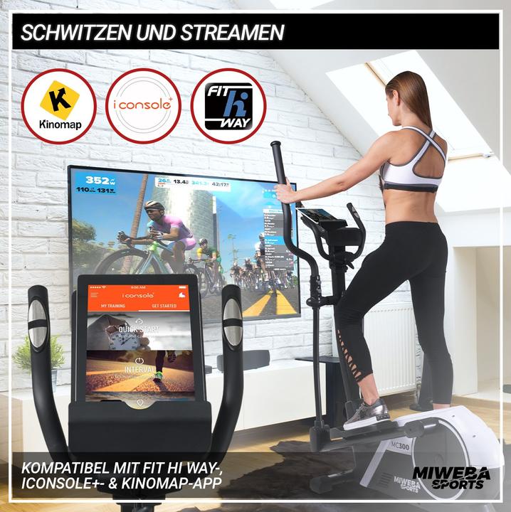 Produktbild Miweba Sports Crosstrainer MC300 Heimtrainer Fitnessgerät Pedaltrainer Sport (Weiss/Schwarz)