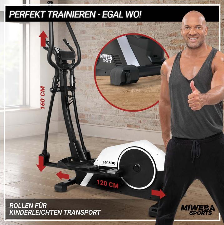 Produktbild Miweba Sports Crosstrainer MC300 Heimtrainer Fitnessgerät Pedaltrainer Sport (Weiss/Schwarz)