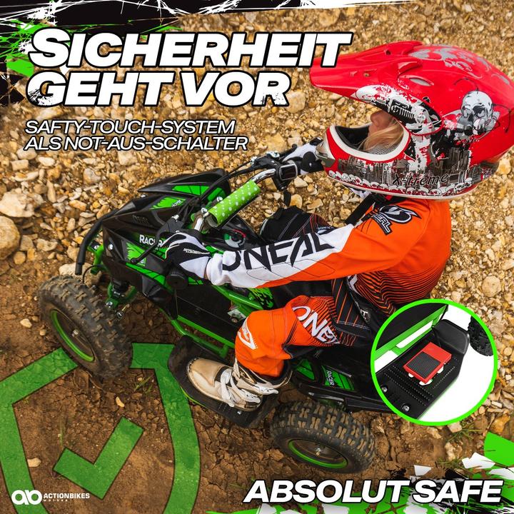 Produktbild Actionbikes Motors Elektro Quad Miniquad Kinder Racer 1000 Watt Pocket Kinderquad Pocketbike ATV (Schwarz Rot)