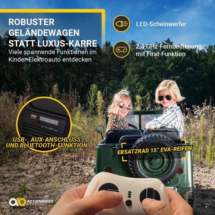 Produktbild Actionbikes Motors Jeep Willys Kinder Elektroauto Kinderauto Geländewagen elektrisch SUV Allrad 4x4