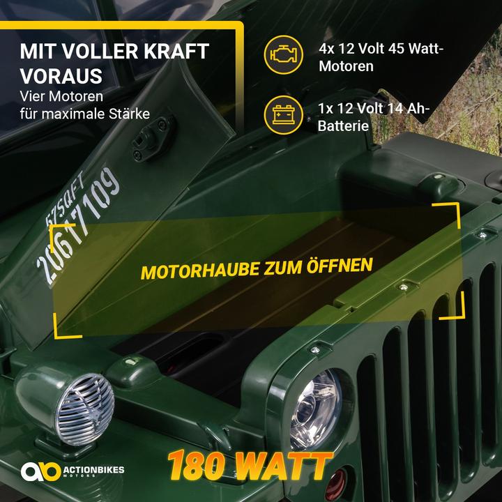 Produktbild Actionbikes Motors Jeep Willys Kinder Elektroauto Kinderauto Geländewagen elektrisch SUV Allrad 4x4