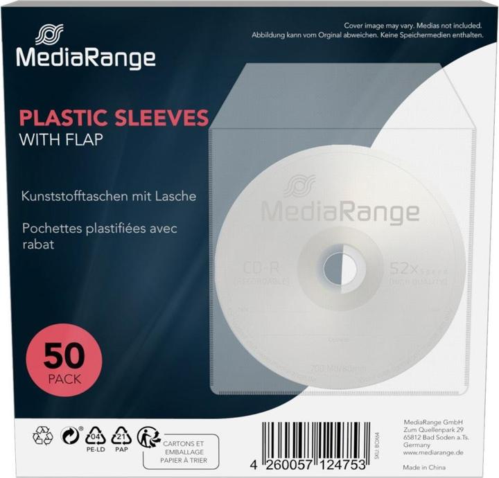 Produktbild MediaRange CD/DVD transparente Plastikhüllen