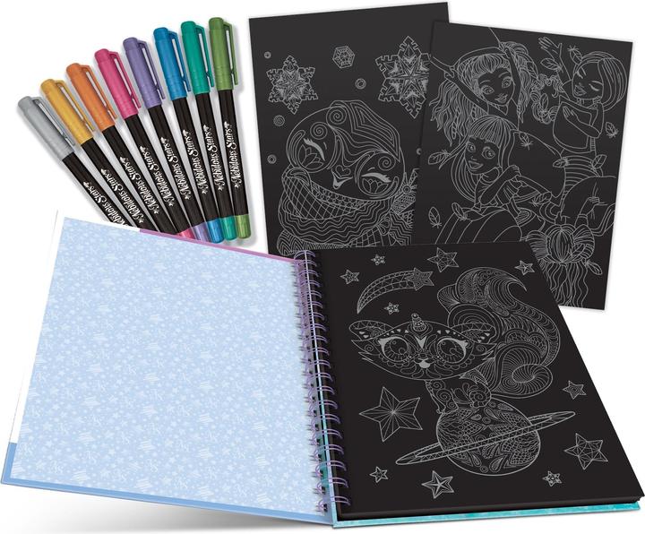 Actual product image Nebulous Stars Colouring book with black pages