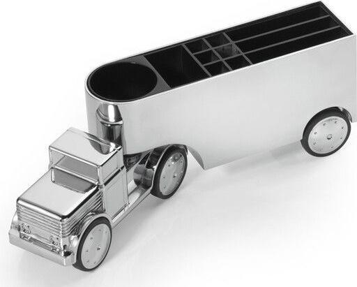 Image du produit Troika OFFICE TRUCKER Porte-crayons et distributeur de trombones, gris brillant