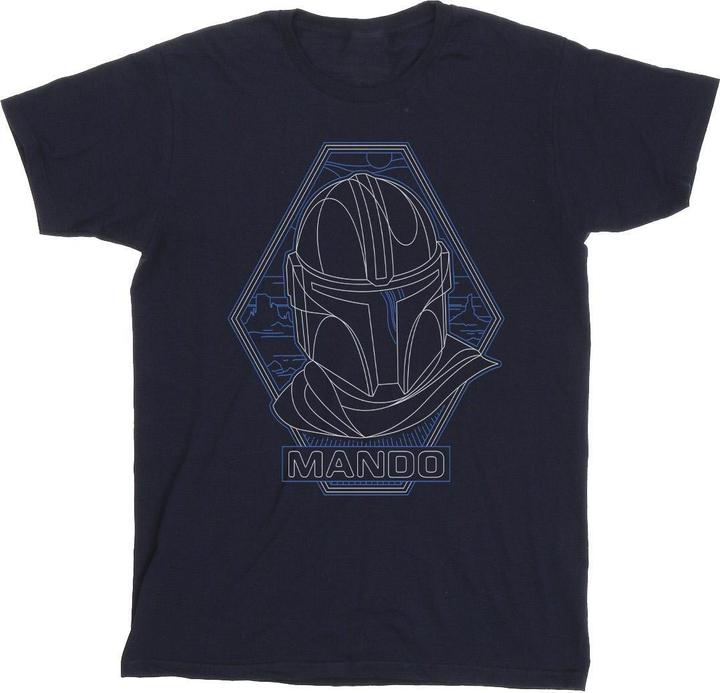Star Wars The Mandalorian Outline Helm Diamond TShirt (M)