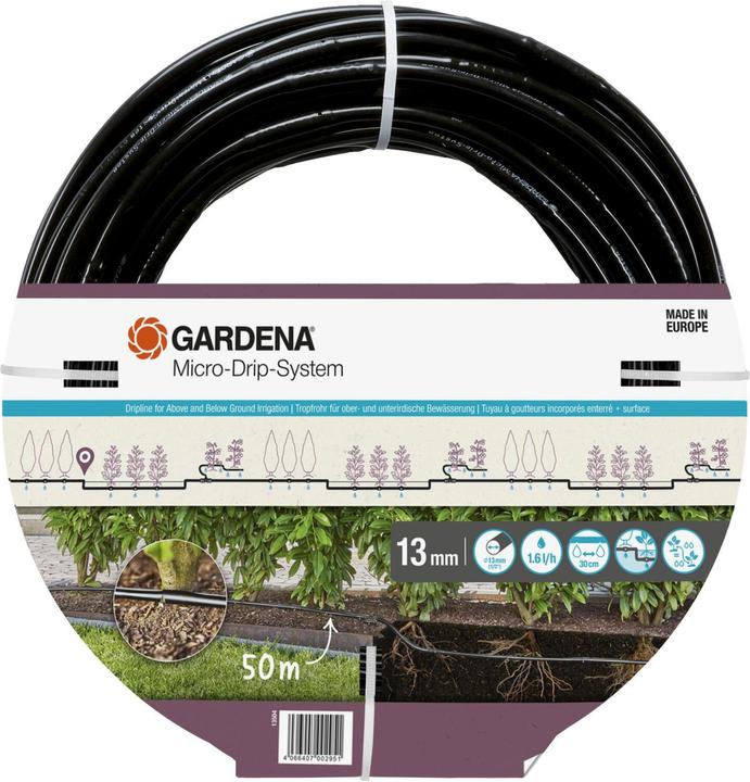 Gardena Ober- und unterirdisches Tropfrohr für Büsche/Hecken (Tropfschlauch + Tropfrohr)