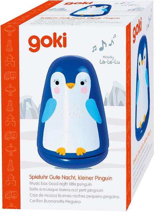Actual product image Goki Wooden music box Little Penguin Good night