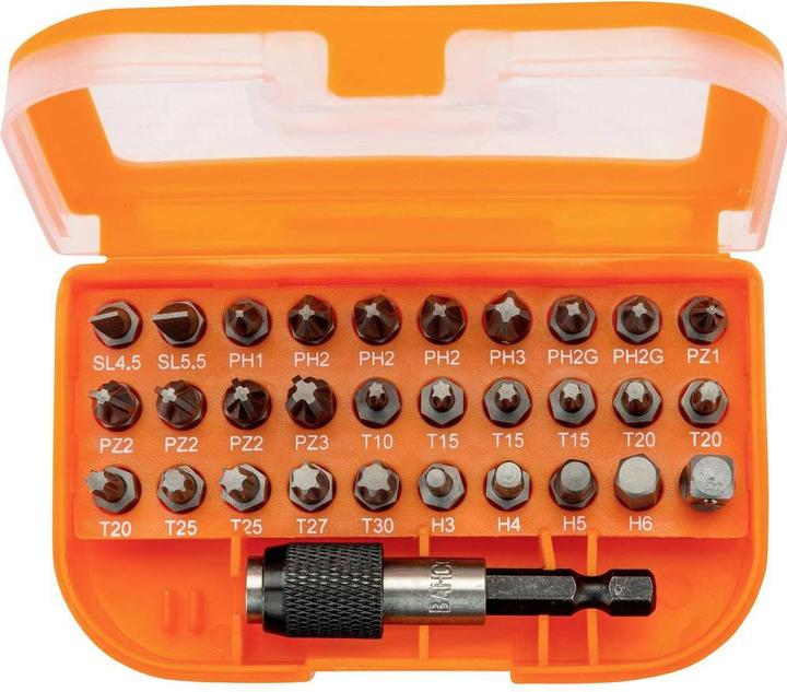 Produktbild Bahco 1/4"-Bitsatz für Schlitz, Phillips-, Pozidriv-, Sechskant- und TORX-Schrauben 40,25 mm × 104,90 m (5/16")