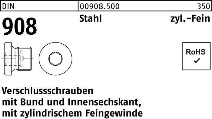 Produktbild Verschlussschraube DIN 908 m.Bund/Innen-6-kant M 45 x 1,5 Stahl