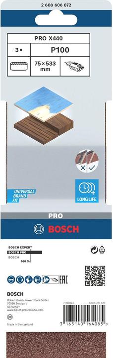 Produktbild Bosch Professional Zubehör PRO X440 Schleifband, 75 x 533 mm, G100 (100)