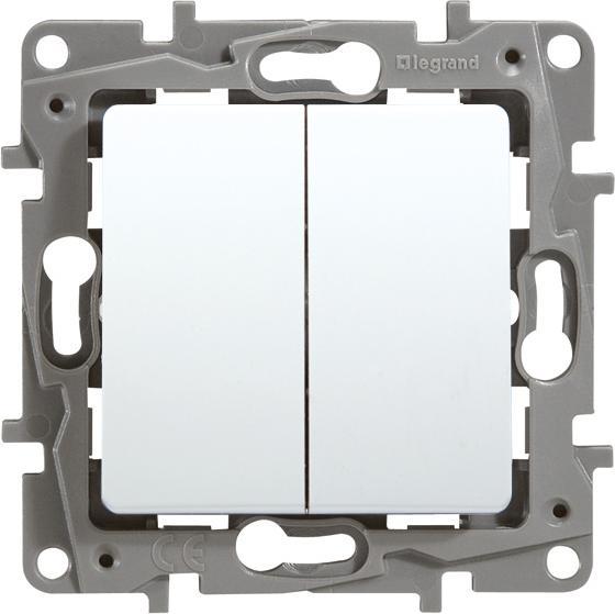 Image du produit Legrand Interrupteur double Niloe 664702 10AX avec bornes à fiche sans griffe d'écartement