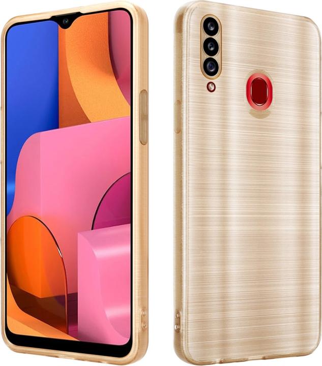 Actual product image Cadorabo Case for Samsung Galaxy A20s in TPU Brushed Camera Protector LM160 Style (Samsung Galaxy A20s)