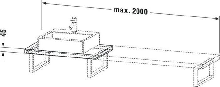Image du produit Duravit Console L-CUBE 45mm pce 1 découpe 480 blanc brillant