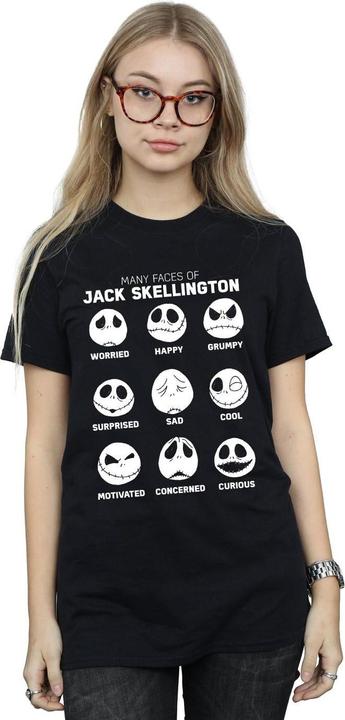 Actual product image Disney Womens/Ladies Nightmare Before Christmas The Many Faces Of Jack Cotton Boyfriend T-Shirt (XL)