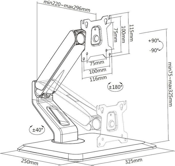 Produktbild Multibrackets Monitorhalter Slim Touch 17 - 32", Metall/Alu (Tisch, 32")
