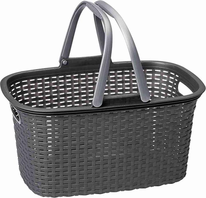 Rival Einkaufskorb Rattan, PP, anthrazit (14), ca. 48 x 29 x 24 cm - 18 Liter