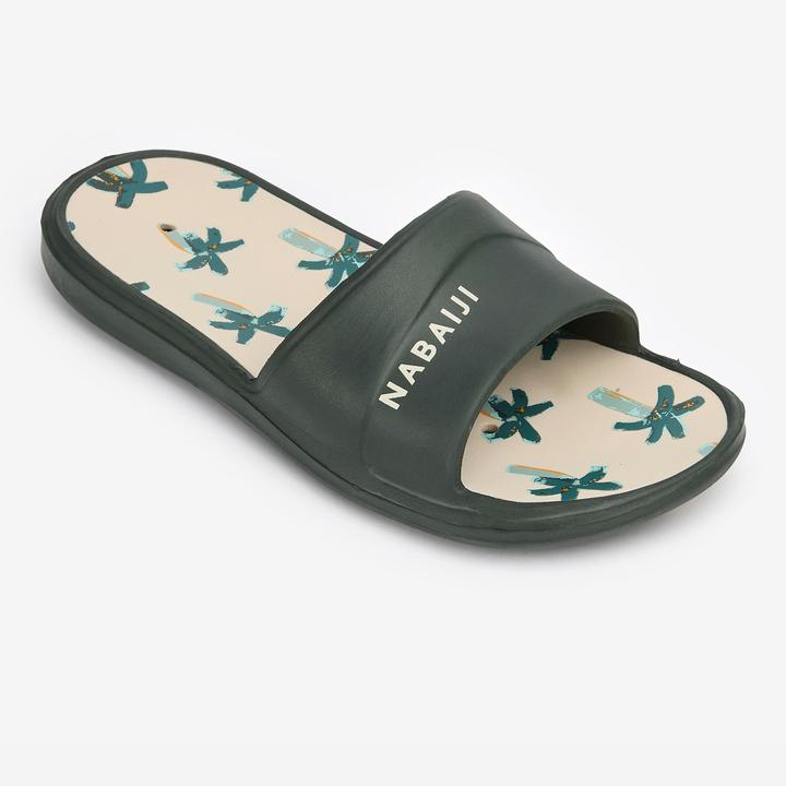 Immagine prodotto Nabaiji Badelatschen Slap 500 Kinder - Palmenaufdruck beige/khaki (35)