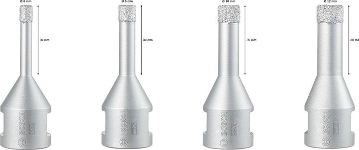Produktbild Bosch Professional Zubehör PRO Ceramic dry X-Lock Bohrkronen-Set, 6 x 30, 8 x 30, 10 x 30, 12 x 30 mm, 4-tlg. (6, 8, 10, 12 mm)