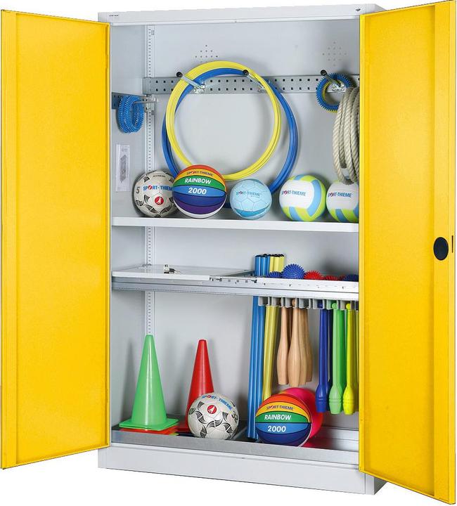 C+P Modul-Sportgeräteschrank mit Komplettausstattung (HxBxT: 195x120x50 cm, mit Vollblech-Flügeltüren)