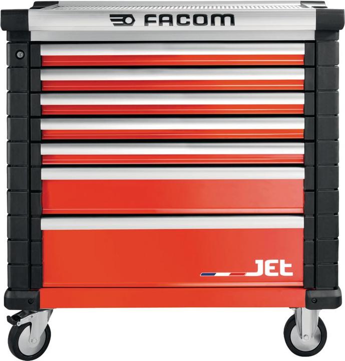 Image du produit Facom Servante d'atelier JET+ avec 7 tiroirs, 4 modules par tiroir, rouge (RAL 3020) (4 x)