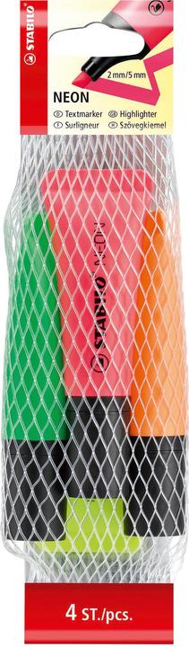 Produktbild STABILO NEON Textmarker (Gelb, Grün, Orange, Pink, 5 mm, 4 x)