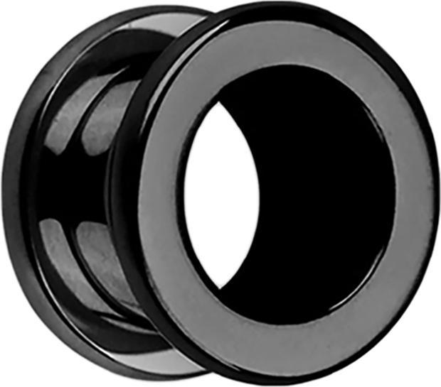Star Piercing Flesh Tunnel schwarz mit abgerundeten Ecken (ohne Messing, Chirurgenstahl 316L)