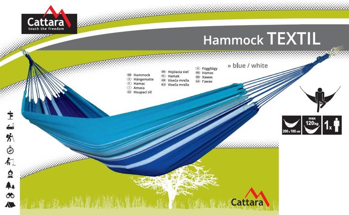 Actual product image Cattara Hammock Textile - blue-white 200 x 100 cm (120 kg)