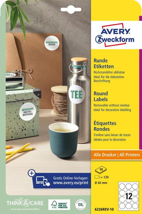 Actual product image Avery Round labels, removable