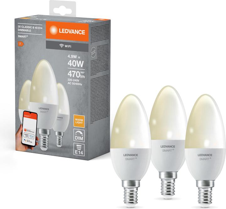 Image du produit Ledvance Smart+ Lecture (E14, 4.90 W, 470 lm, 3 x, F)