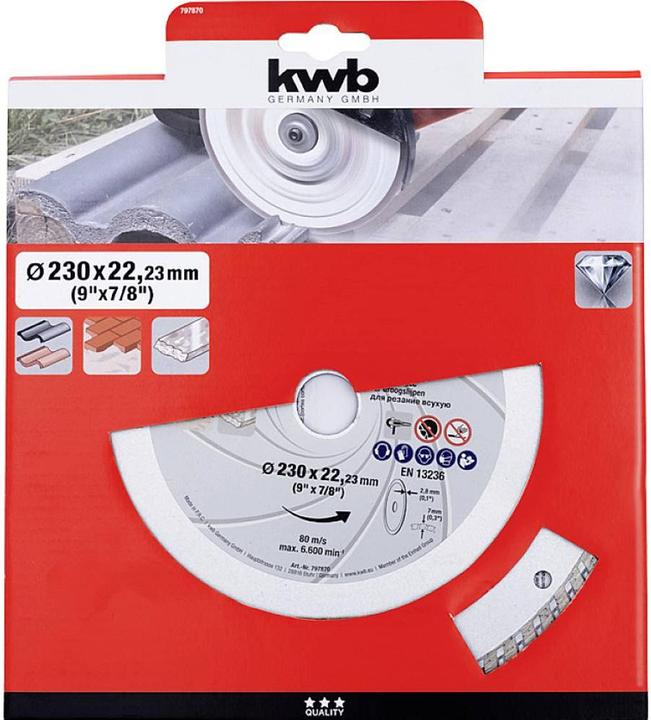 Actual product image kwb 797870 Diamond cutting disc diameter 230mm bore-Ø 22.23mm stone 1pc.