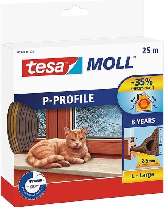 tesa Guarnizione in gomma con profilo a P (0.30 kg, Marrone)