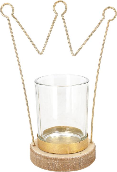 Immagine prodotto Casativo Portafiammiferi con corona in metallo, base in legno e vetro per fiaccole, 12 x 8 x 17,5 cm (1 x)