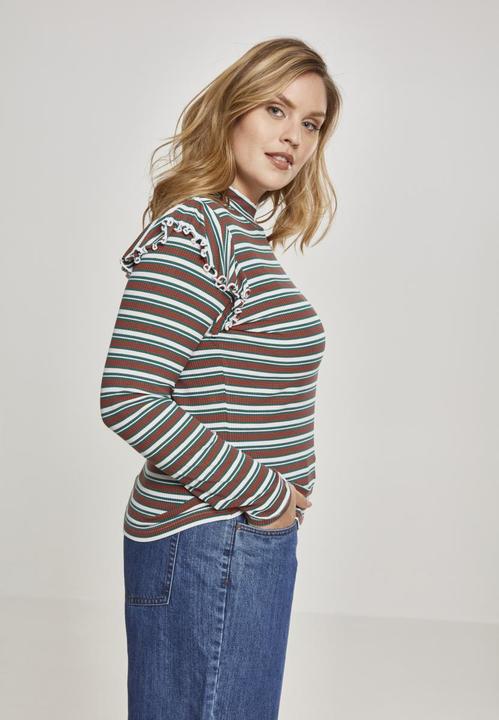 Actual product image Urban Classics Ladies Rib Striped Volant Turtleneck L/S (5XL)