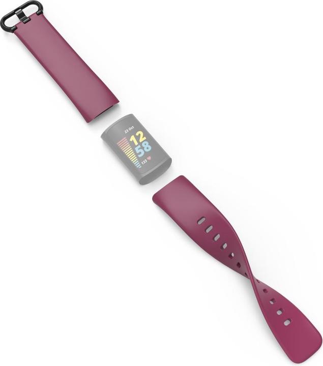 Produktbild Hama Armband für Fitbit Charge 5, Uhrenarmband zum Tauschen, universal, Bordeaux (22 mm, Thermoplastisches Polyurethan (TPU))
