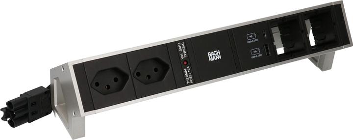 Actual product image Bachmann Desktop power strip DESK 2, 2x T13, 1x USB A/C, 2x Custom (2 x, Type 13, 0.20 m)
