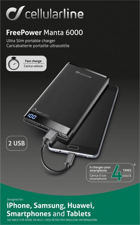 Actual product image Cellularline Freepower Manta (6000 mAh, 20 W, 22.20 Wh)