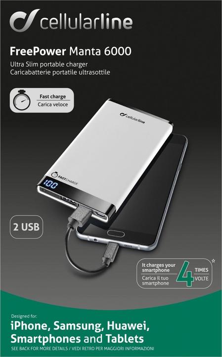 Produktbild Cellularline Freepower Manta (6000 mAh, 20 W, 22.20 Wh)